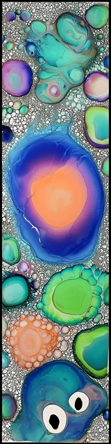 Free abstract bookmark featuring a blue guy with eyes